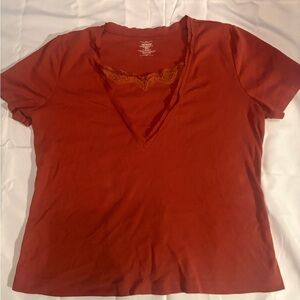 Venezia Burnt Orange V-Neck Tee